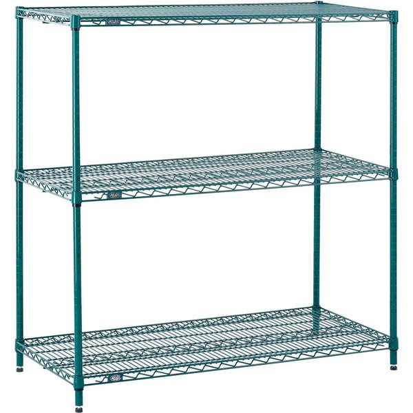 Global Industrial Nexel 3 Tier Wire Shelving Starter Unit, Poly-Green, 24W x 21D x 34H B3050136